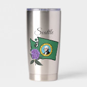 Washington vlag en ventilator Pacific Rhododendron Geïsoleerde Drinkbeker (Achterkant)