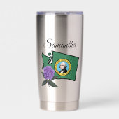 Washington vlag en ventilator Pacific Rhododendron Geïsoleerde Drinkbeker (Voorkant)
