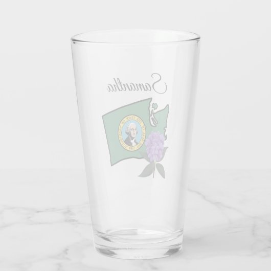 Washington vlag en ventilator Pacific Rhododendron Glas (Achterkant)