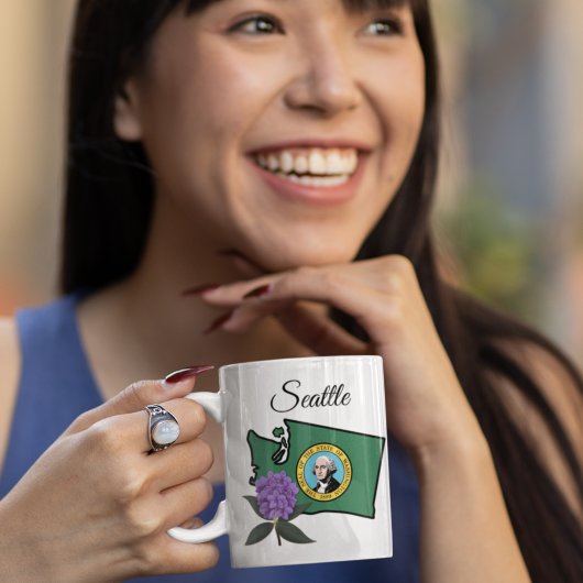 Washington vlag en ventilator Pacific Rhododendron Koffiemok