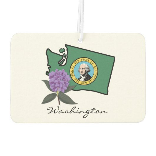 Washington vlag en ventilator Pacific Rhododendron Luchtverfrisser (Achterkant)