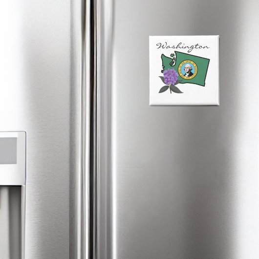 Washington vlag en ventilator Pacific Rhododendron Magneet