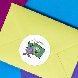 Washington vlag en ventilator Pacific Rhododendron Ronde Sticker