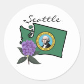 Washington vlag en ventilator Pacific Rhododendron Ronde Sticker (Voorkant)