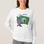 Washington vlag en ventilator Pacific Rhododendron T-shirt (Voorkant)