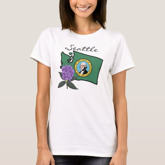 Washington vlag en ventilator Pacific Rhododendron T-shirt (Voorkant)