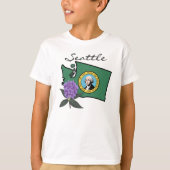 Washington vlag en ventilator Pacific Rhododendron T-shirt (Voorkant)
