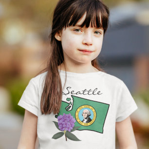 Washington vlag en ventilator Pacific Rhododendron T-shirt