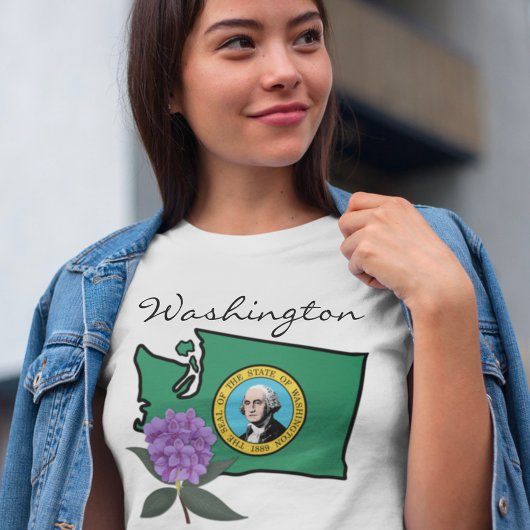 Washington vlag en ventilator Pacific Rhododendron T-shirt