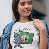 Washington vlag en ventilator Pacific Rhododendron T-shirt