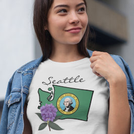 Washington vlag en ventilator Pacific Rhododendron T-shirt