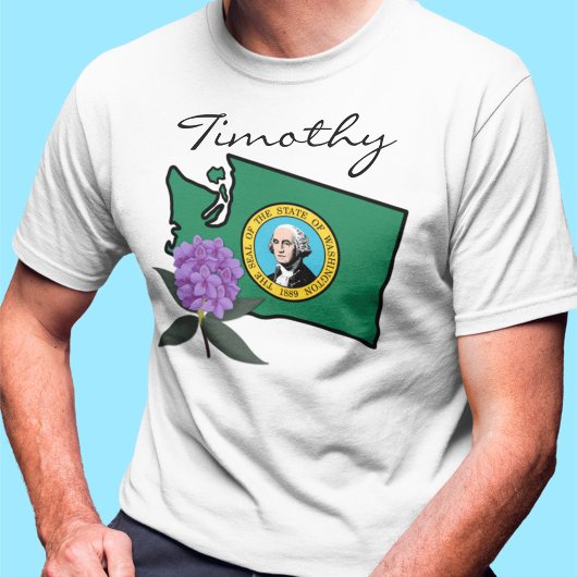 Washington vlag en ventilator Pacific Rhododendron T-shirt