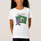 Washington vlag en ventilator Pacific Rhododendron T-shirt (Voorkant)