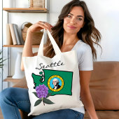 Washington vlag en ventilator Pacific Rhododendron Tote Bag