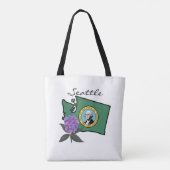 Washington vlag en ventilator Pacific Rhododendron Tote Bag (Achterkant)