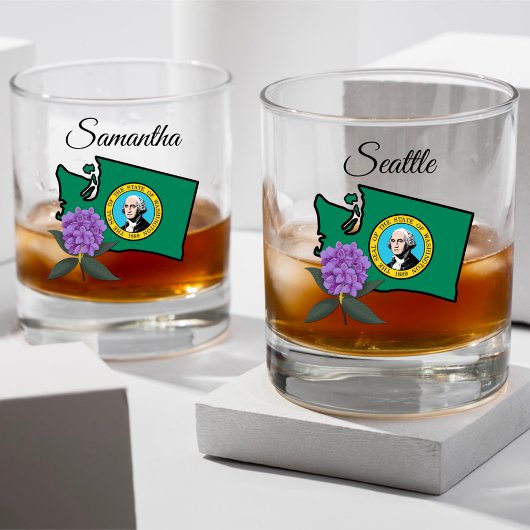 Washington vlag en ventilator Pacific Rhododendron Whisky Glas