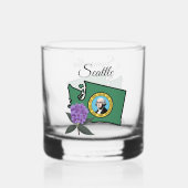 Washington vlag en ventilator Pacific Rhododendron Whisky Glas (Voorkant)