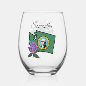 Washington vlag en ventilator Pacific Rhododendron Wijnglas Zonder Voet (Achterkant)