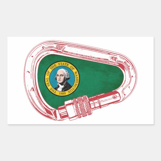 Washington Vlag klimmer Carabiner Rechthoekige Sticker (Voorkant)