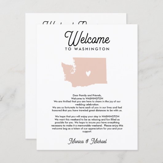 WASHINGTON Welkomstbrief Elke KLEUR (Voorkant / Achterkant)