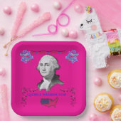 Washington's Contribution deep pink Papieren Bordje (Feest)