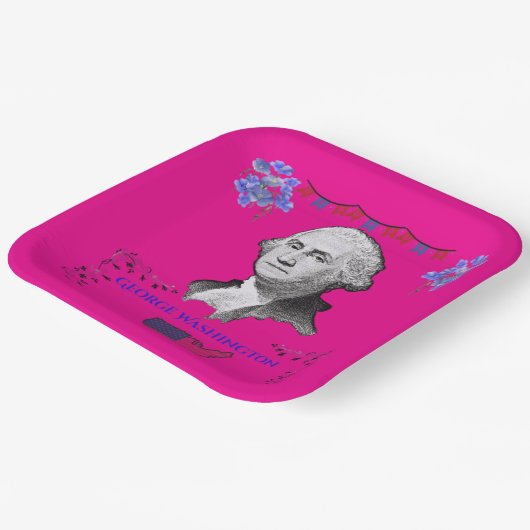 Washington's Contribution deep pink Papieren Bordje (Gebogen)
