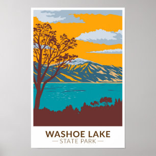 Washoe Lake State Park Nevada Retro Poster