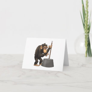Washtub-Bass-Playin’ Chimp Note Card Kaart