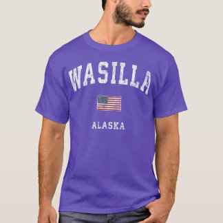 Wasilla Alaa Ak Amerikaanse Vlag Sport cadeau retr T-shirt