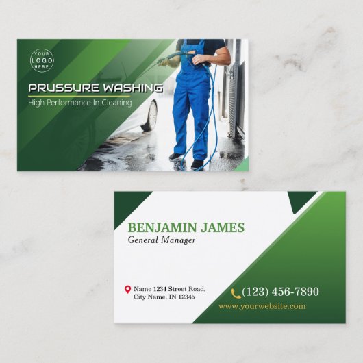 Wasinrichting onder druk visitekaartje (Voorkant / Achterkant)