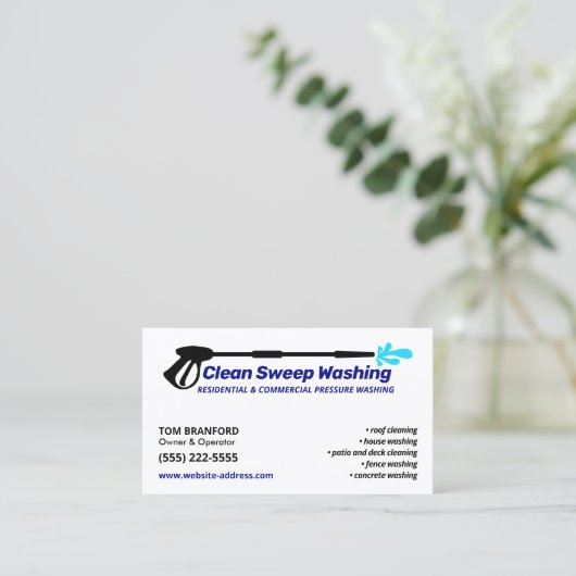 Wasinrichting onder druk visitekaartje (Staand voorkant)