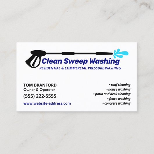 Wasinrichting onder druk visitekaartje (Voorkant)