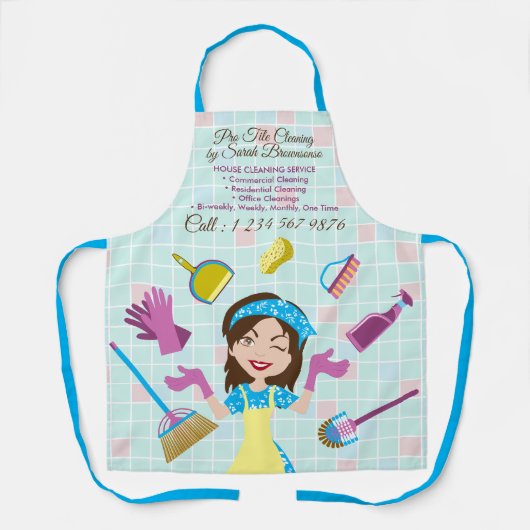 Wasinstallatie Cartoon Logo Schort (Voorkant)