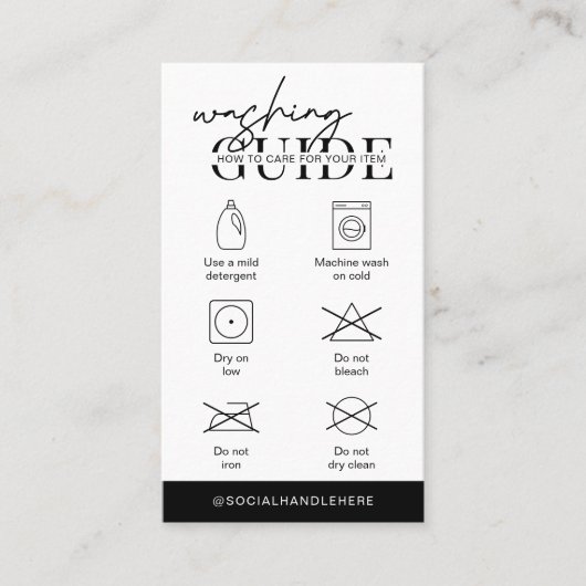 wasinstructies Minimale kledingtoevoer Logo Visitekaartje (Voorkant)