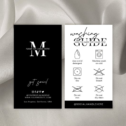 wasinstructies Minimale kledingtoevoer Logo Visitekaartje