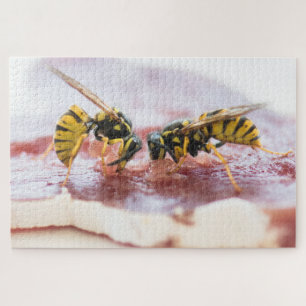 Wasjes die een worst eten legpuzzel