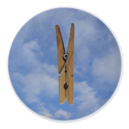 Waskamer Clothespin Sky Keramische Knop (Voorkant)
