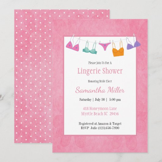 Waskijntjes lingerie feest uitnodigingen (Voorkant / Achterkant)