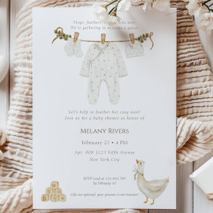 Waskledingwaspjes Nest Baby Shower Uitnodiging