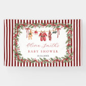 Waskleine Rode Kerst Babyshower Spandoek (Horizontaal)