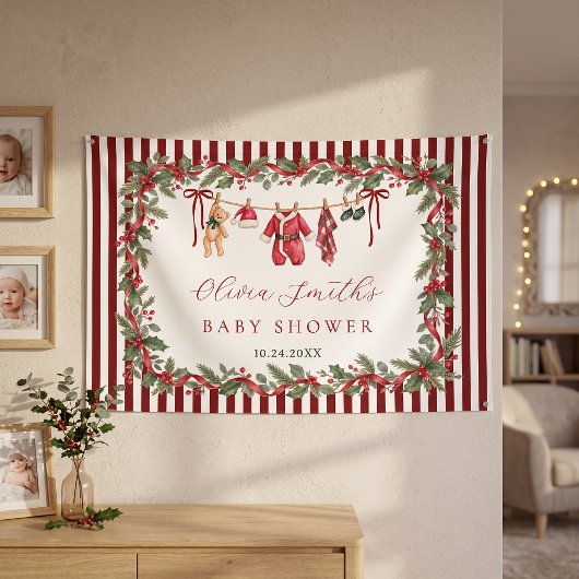 Waskleine Rode Kerst Babyshower Spandoek