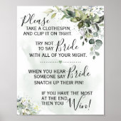 Wasknijper Eucalyptus groen spel bord Poster (Voorkant)