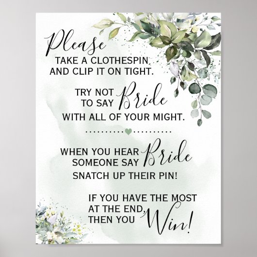 Wasknijper Eucalyptus groen spel bord Poster (Voorkant)