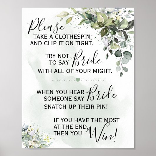 Wasknijper Eucalyptus groen teken spel Poster (Voorkant)