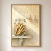Wasknijpers in een glazen pot Aquarel Poster