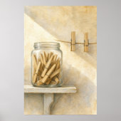 Wasknijpers in een glazen pot Aquarel Poster (Voorkant)