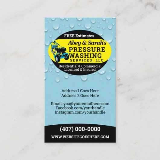 Waskracht onder druk visitekaartje (Voorkant)