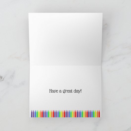 Waskrayons heldere regenboogkleuren, gelukkige ver kaart (Binnen)