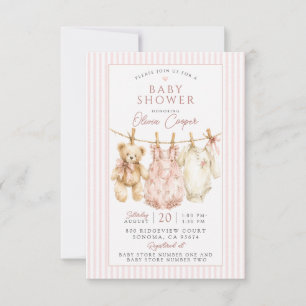 Waskrijt Teddybeer Roze Meisje Baby Shower Kaart