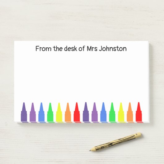 Waskrijtjes, van het bureau van de leraren, post-it® notes (Op bureau)